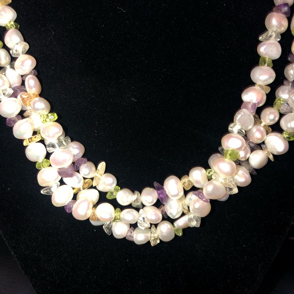 Ross-Simons 14kt Gold Cultured Pearl Gemstone Torsade Necklace - Picture 15 of 16